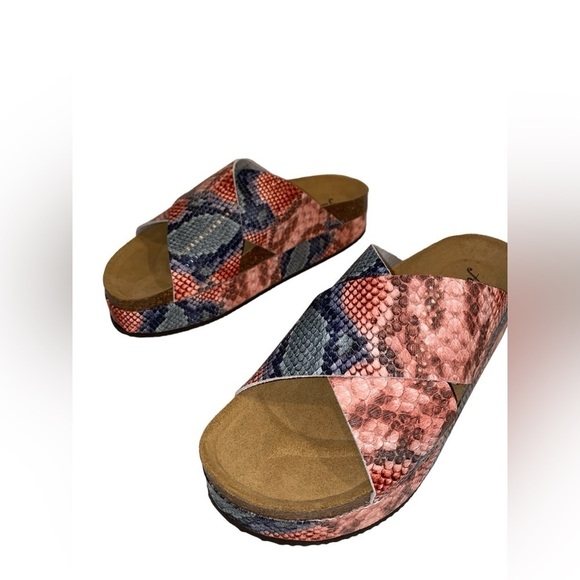 Free‎ People Women Sidelines Candy Snake Flatform Crisscross Strap Sandal NEW - Picture 2 of 10